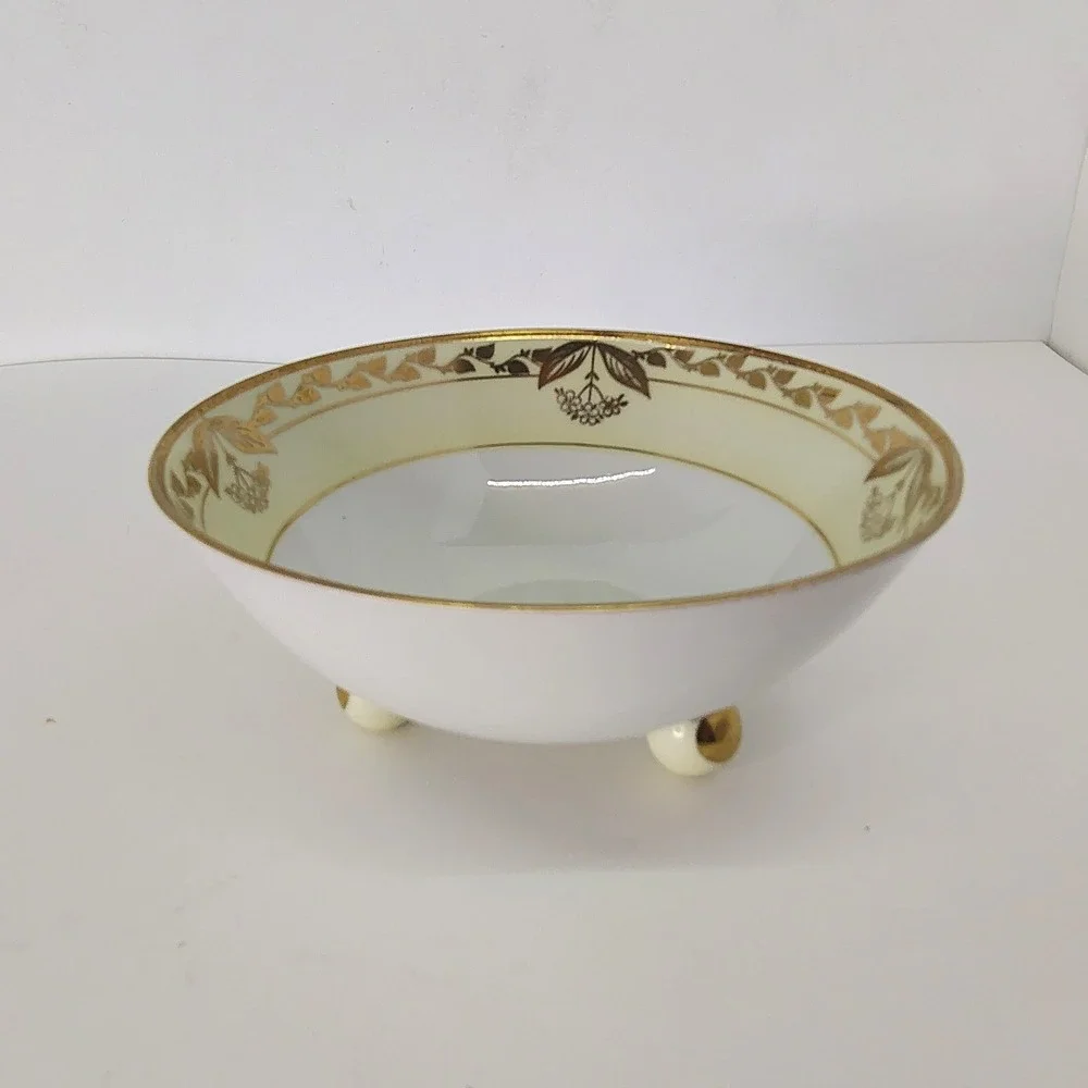 Footed Bowl Gold Floral Accent Decorative Bowl Candy Dish - Approx 5.5